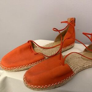 Eileen Fisher Nubuck Leather Lace Espadrille Sandal size 9 jute braiding